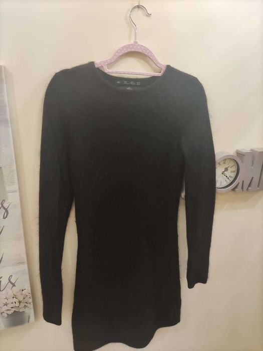 ZARA Knit, sukienka czarna angora, rozm. M