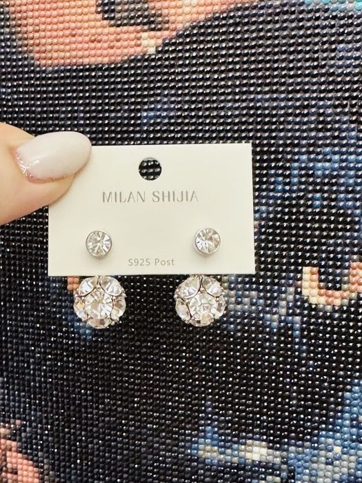 Серьги серебро 925 с камнем сваровски