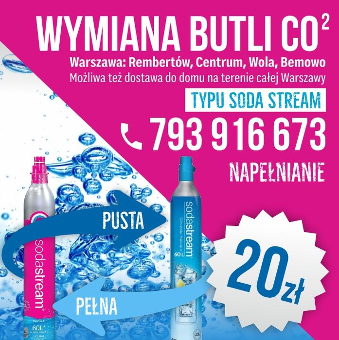 Wymiana butli-naboi Sodastream Bemowo -możliwa dostawa