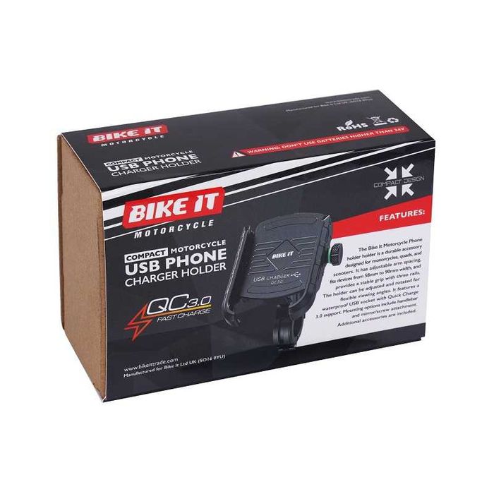 Suporte telemóvel com carregador rápido smartphone mota moto