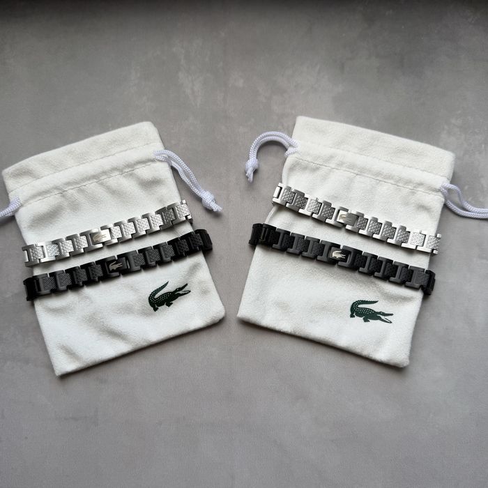 Браслет Lacoste | подарунковий набір лакост | срібний браслет лаксот | чорний браслет | лакоста браслет | чоловічий браслет лакосте
