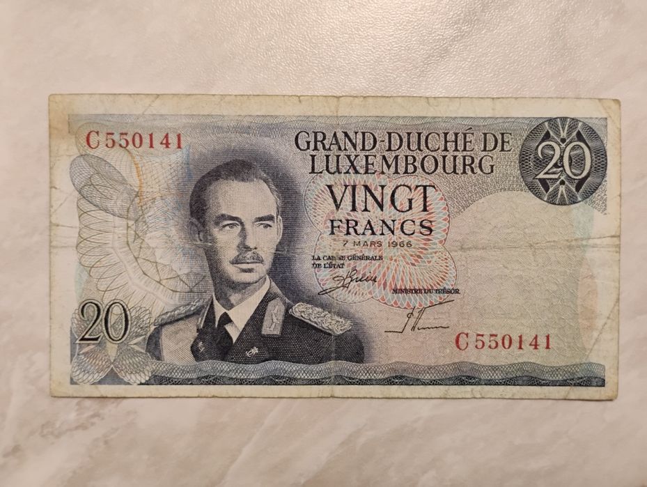 Banknot Luksemburg - 20 franków z 1966 r.