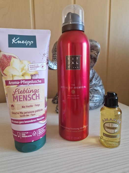 Pianka Rituals, olejek L’Occitane, żel Kneipp