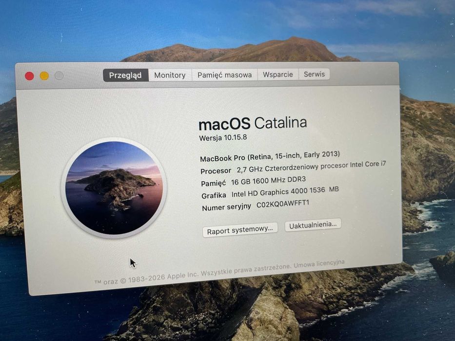 MacBook Pro A1398 Core i7 16GB Grafika Intel/Nvidia