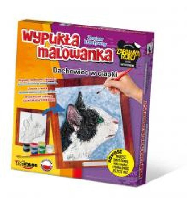 Wypukła malowanka Koty - Dachowiec w ciapki pudełko,20x22x3 cm