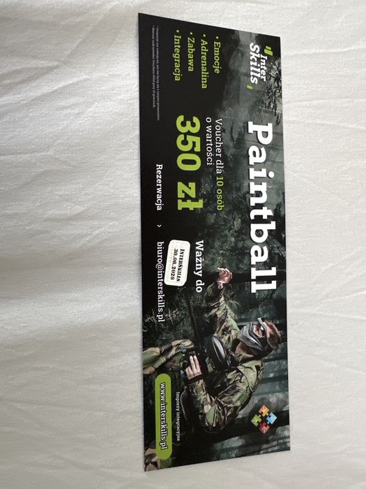 Voucher paintball Interskils  350 zl wartosc