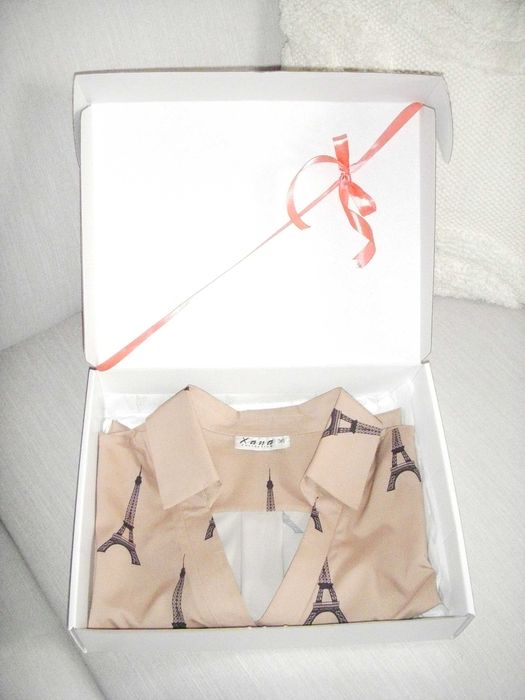 Koszula damska z motywem w wieże Eiffla długi rękaw 36 S – Nowa!