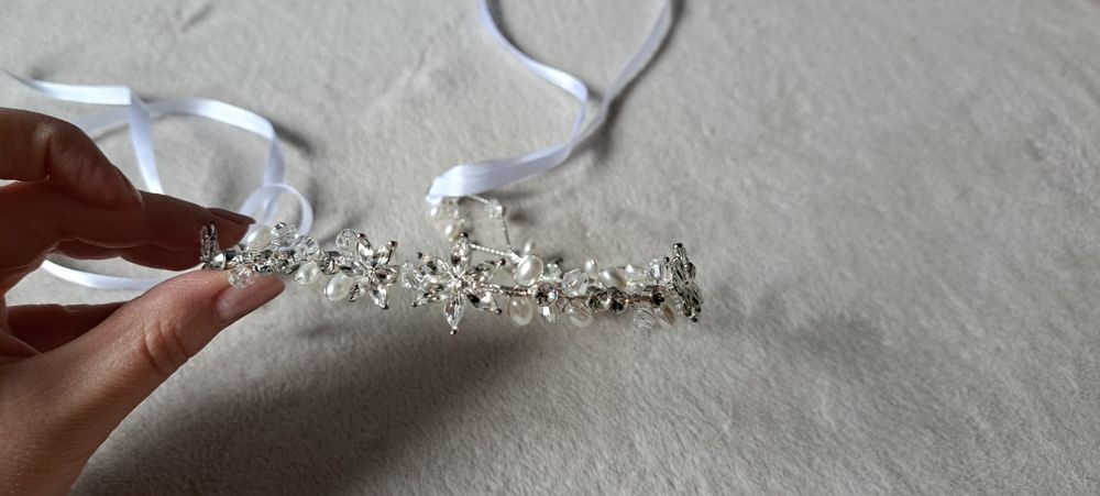 Ozdoba na włosy opaska ślubna wianek