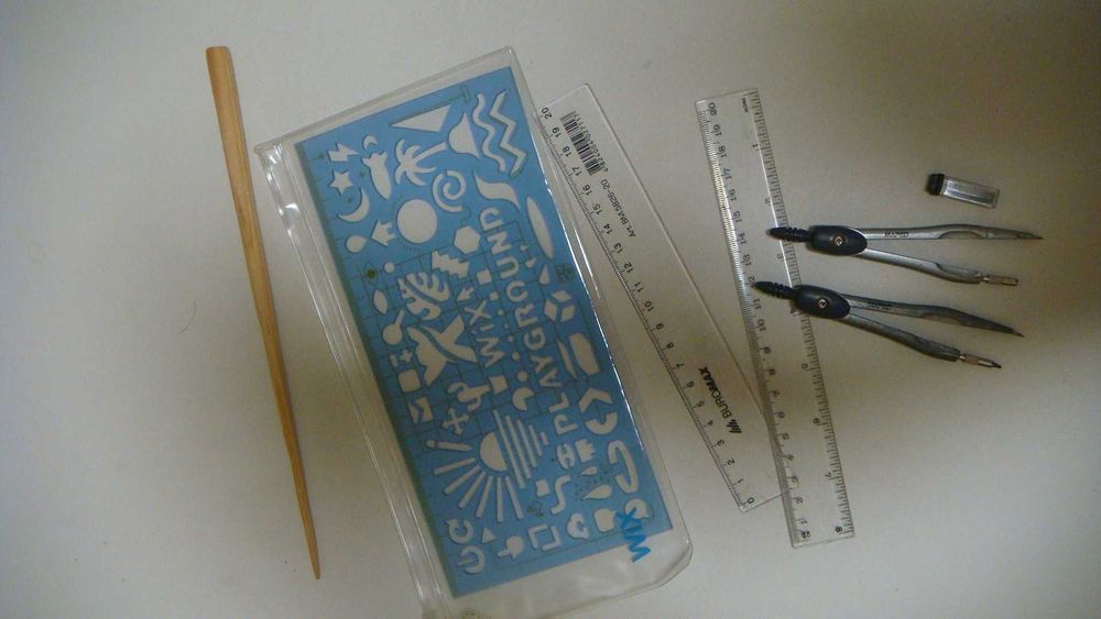 Линейка трафарет wix playground+ циркули, указка, линейки