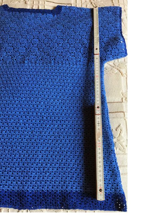 Bluzeczka szydełkowana, niebieska, rozm. 44-46, robota własnoręczna