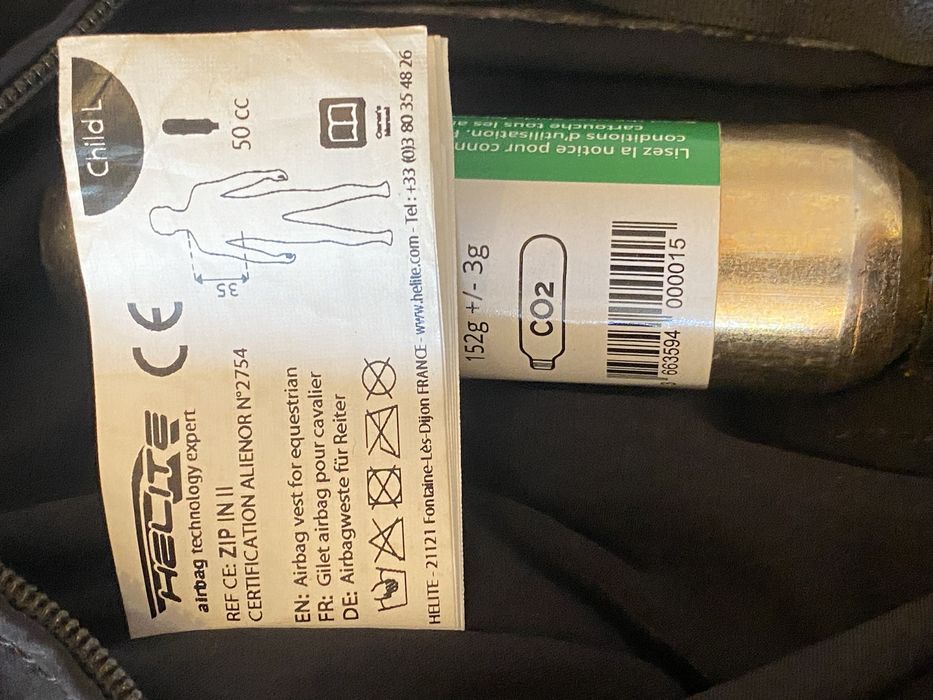 Colete Air Bag equitaçao Helite Zip In 2 Child L