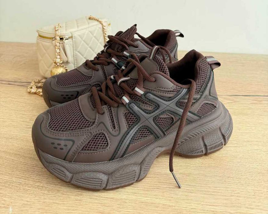 Жіночі кросівки Brown Chocolate (36-41) — трендові коричневі кросівки на платформі 5 см
