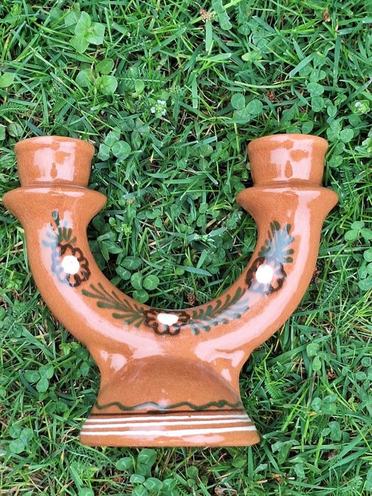 Kolekcja PRL stary świecznik ludowy  kamionka Łysa Góra