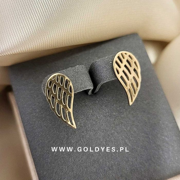 Złote kolczyki skrzydła próby 585 14 k