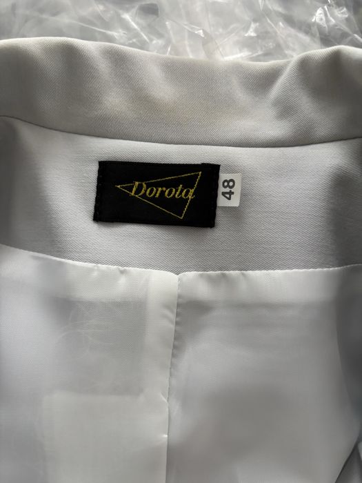 Elegancki Komplet damski Dorota r. 48 – elegancki garnitur jasnoszary