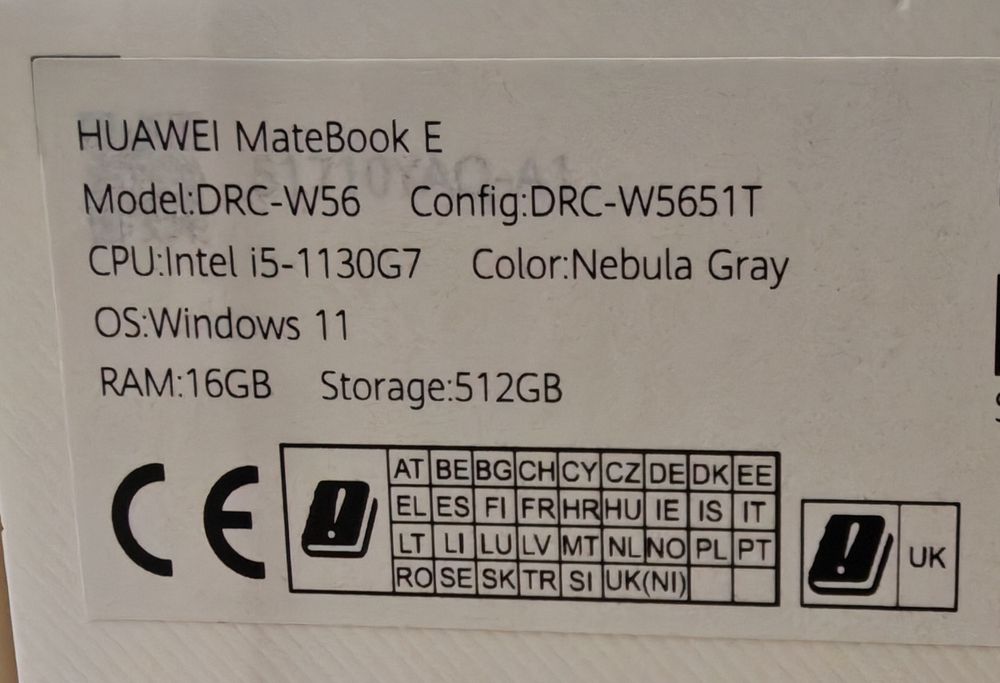 Huawei Matebook E DRC-W5651T i5 16GB 512GB