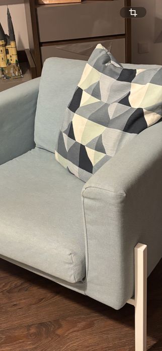Fotel IKEA niebieski z poduszką
