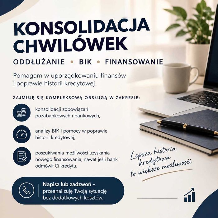 Pomoc w spłacie zadłużeń - konsolidacja chwilówek, czyszczenie bik