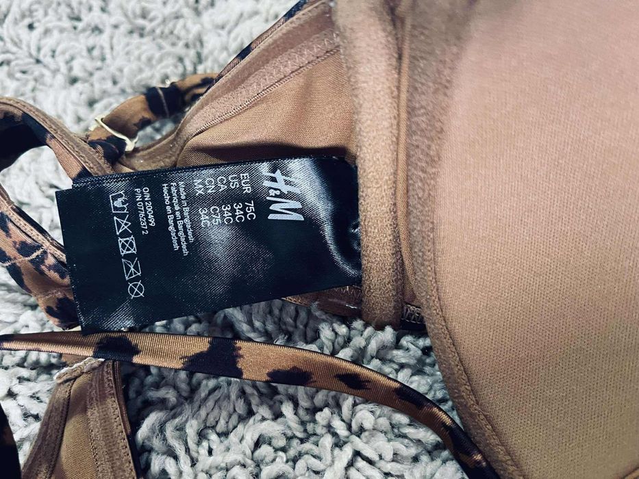 H&m 75c bikini panterka brązowy strój kapielowy góra