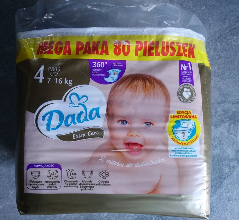Pieluchy, pieluszki, pampersy MEGA PAKA DADA Extra Care 4  7-16 kg