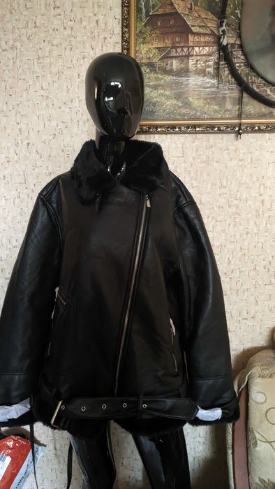 Зимняя дублёнка авиатор на меху