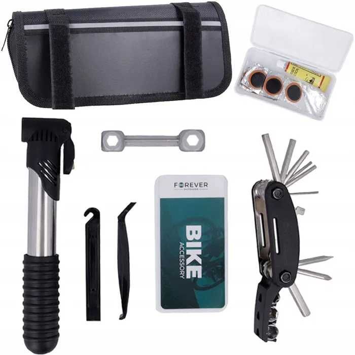 ZESTAW NAPRAWCZY DO ROWERU AŻ 22w1 Wielofunkcyjny Łatki Pompka Imbus