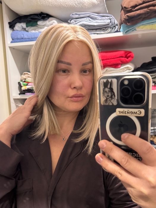 Перука, каре блонд, термоволосся