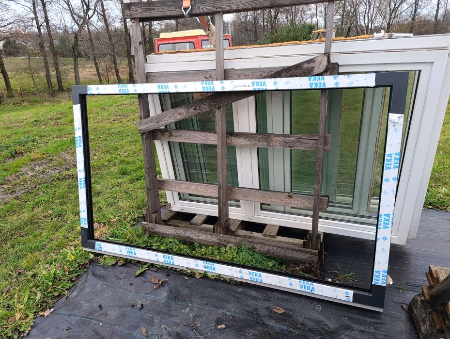 Okno 239x139 antracyt nowe rama okienna plastikowe fix