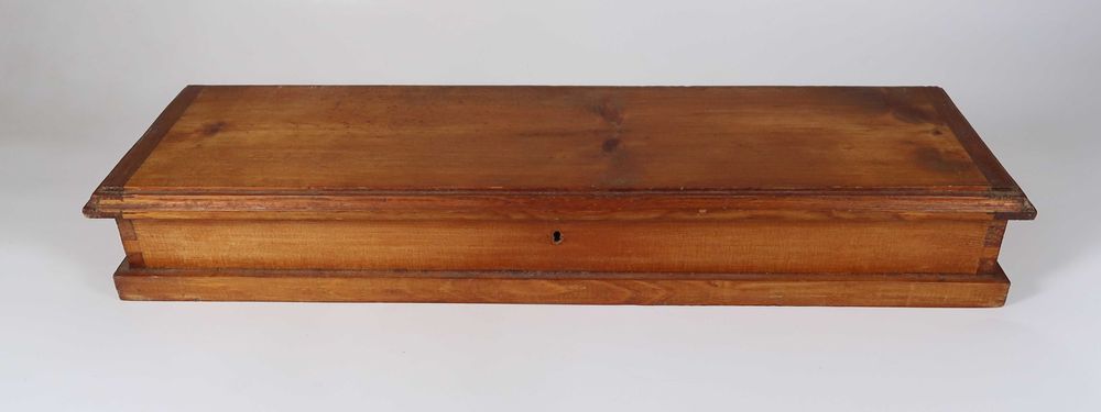 Caixa grande retangular antiga em madeira 49 cm