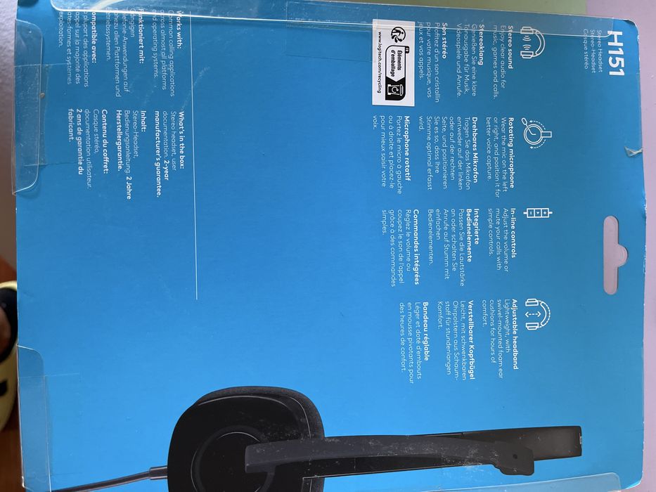 Stereo headset Logitech com microfone