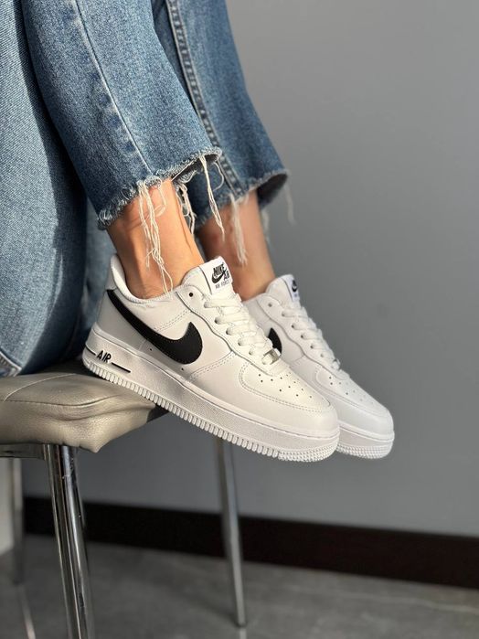 Кросівки Кроссовки Nike Air Force White black Білий Белый повсякденні