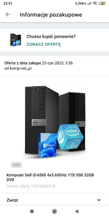 Komputer  Deli Intel Core