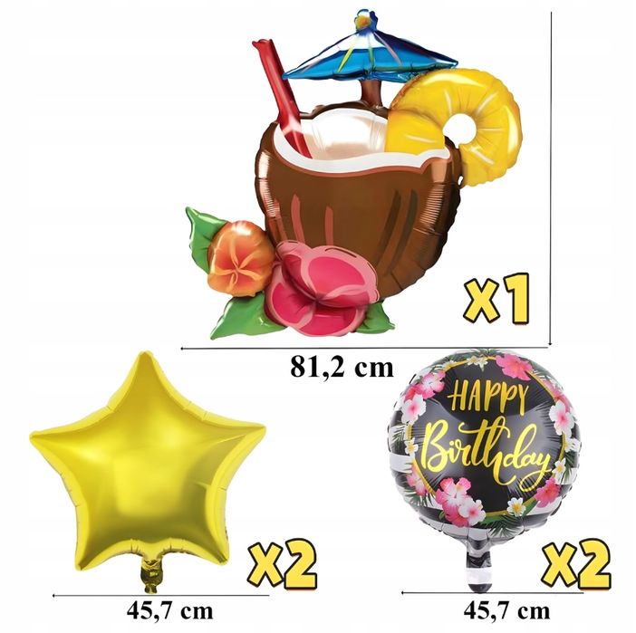 Zestaw Balonów Na Imprezę Aloha Hawajskie Urodzinowe Przyjęcia 5Ele