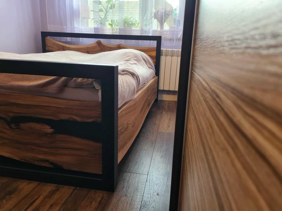 Łożko metalowo drewniane
