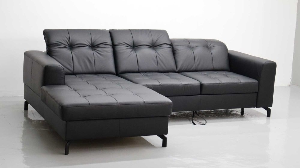 TLJ Narożnik funkcja spania skóra naturalna pojemnik regulowane zagłow