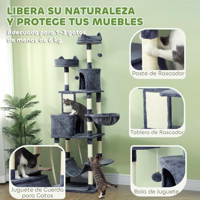 ENVIO GRÁTIS - Arranhador 60x50x206cm, Árvore, raspador para gatos