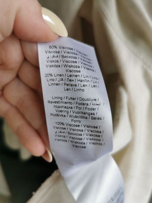 Spódnica boho z falbaną r. 42 beżowa wiskoza len