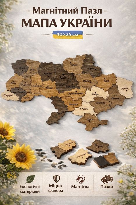 Магнітна карта України( еко-конструктор з фанери