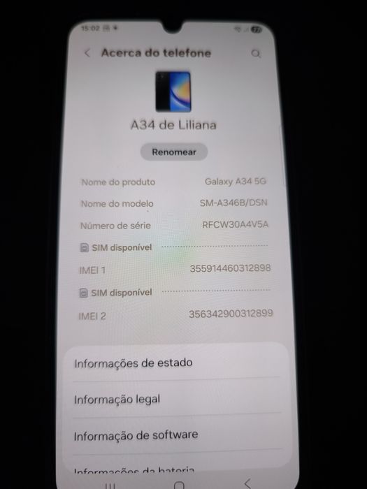 Samsung A34 5G Dual Desbloqueado 256G 8Ram