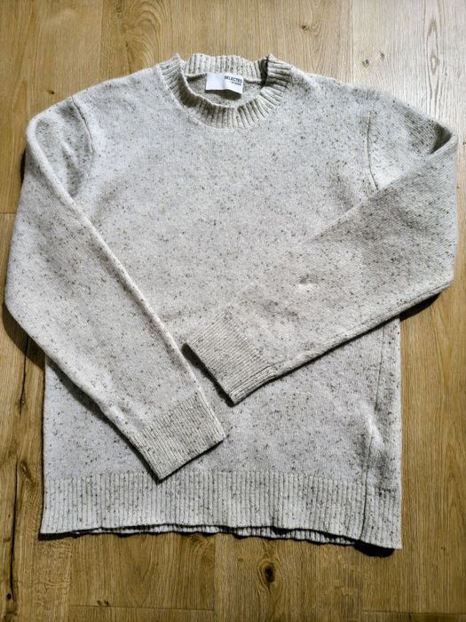 Wełniany melanżowy elegancki sweter r.L SELECTED