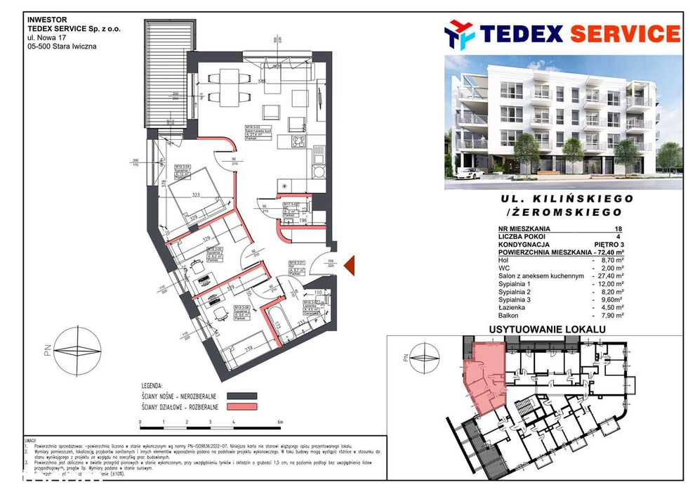 4-pokojowe mieszkanie 72m2 + balkon Bezpośrednio