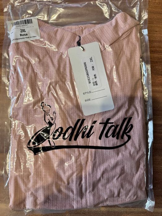 Bodhi Talk Damska Bluzka Top Różowa Krótki Rękaw Rozmiar 2XL