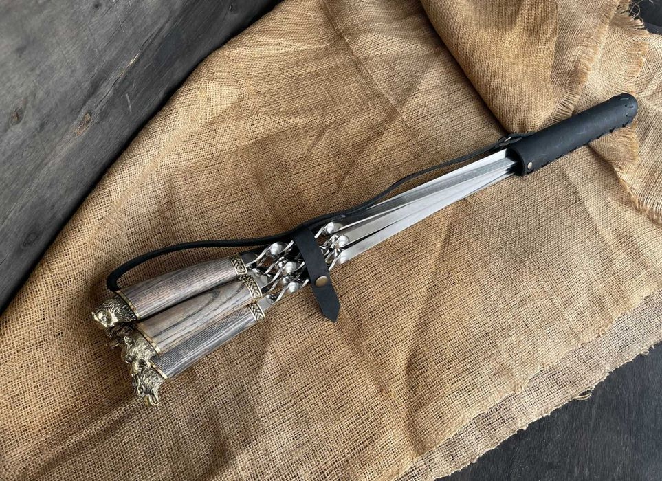 VIP шампура . Шампуры.  Ювелирное литьё, ручная работа. Ручки ясень