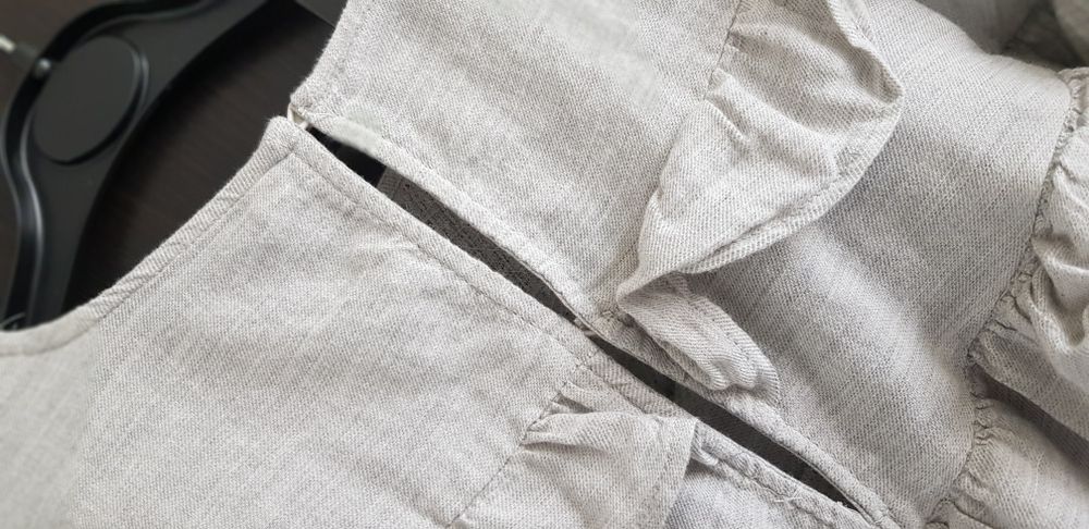 ZARA Basic szara bluzka falbanki koraliki perełki S gratis