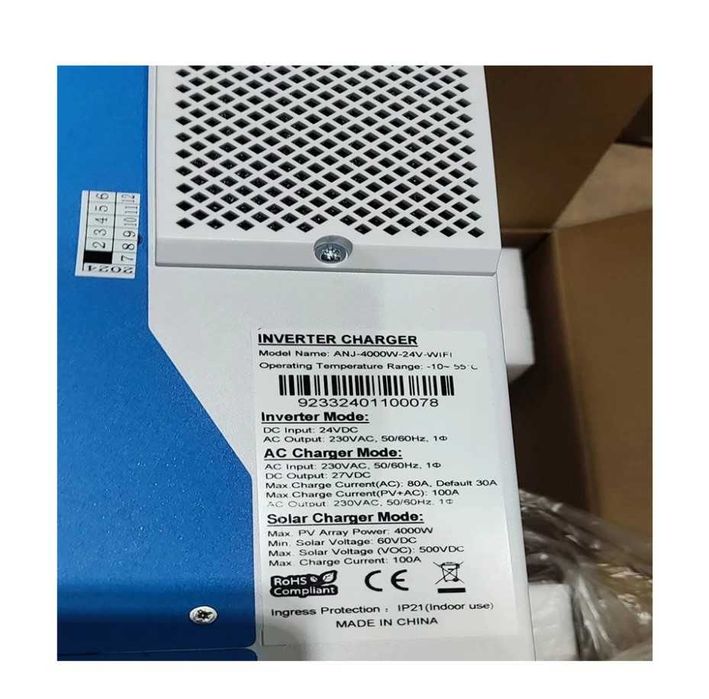 Гібридний інвертор ANENJI ANJ-4000-24V-WIFI, 24 В, 4000 Вт
