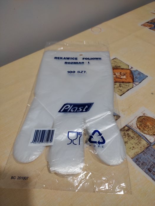Rękawice foliowe rozmiar L 100 sztuk