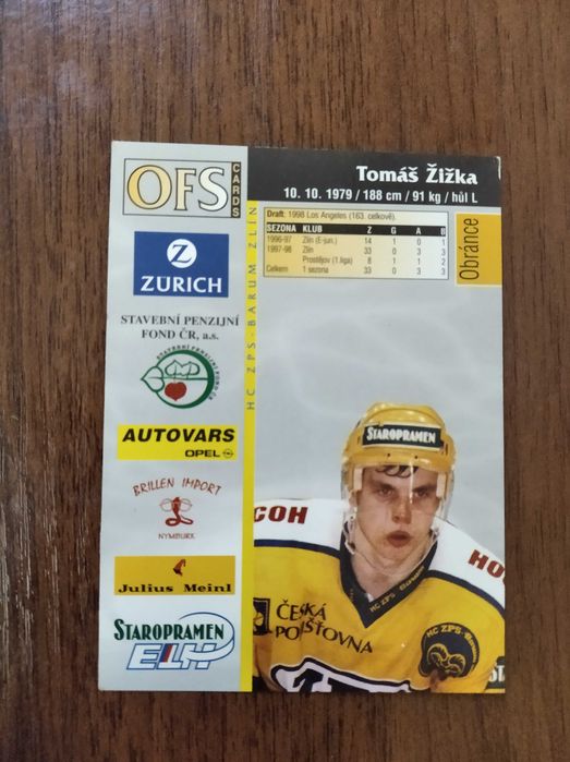 Хокейні картки Tomas Zizka 1998р.
