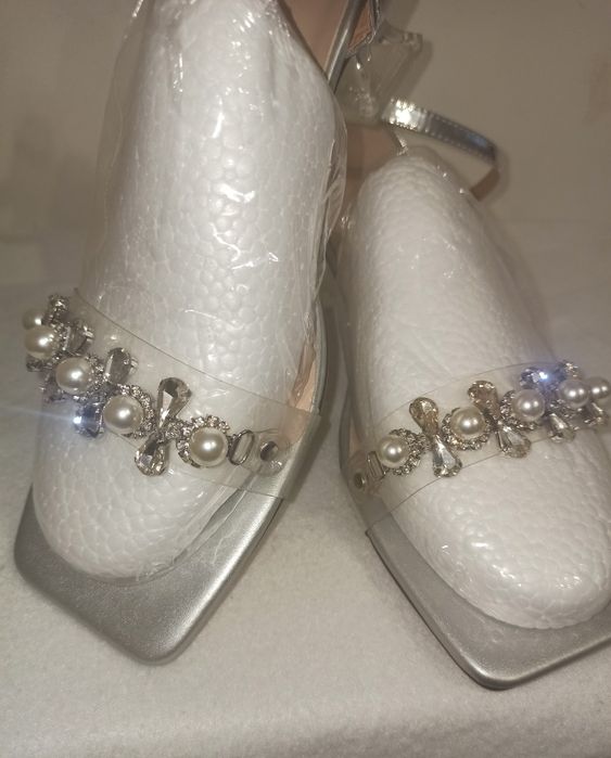 27 CM,42,Wide fit Sandały buty na obcasie ślub, impreza,diamenciki per