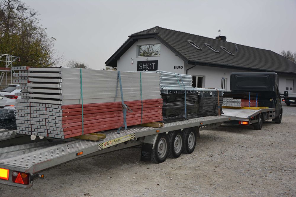 Szczytowe rusztowanie stalowe, podest 2,5m system Plettac na piny 53m2