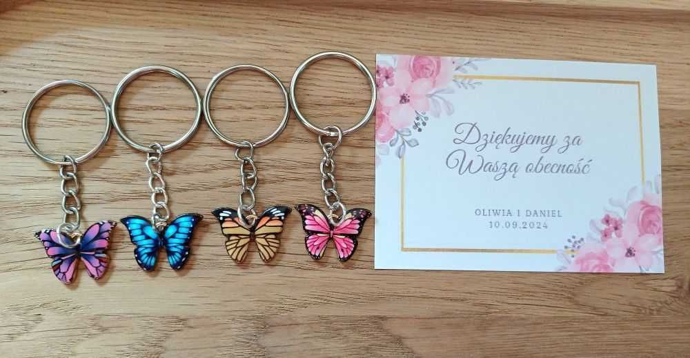 Breloczki prezent podziękowanie dla gości Motylek wesele urodziny